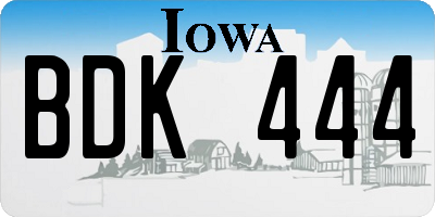 IA license plate BDK444