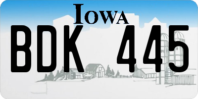 IA license plate BDK445