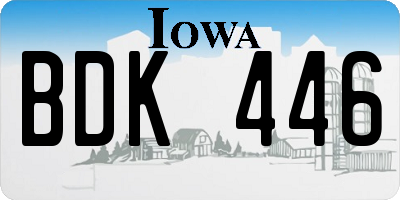 IA license plate BDK446