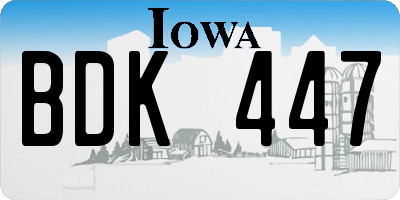 IA license plate BDK447