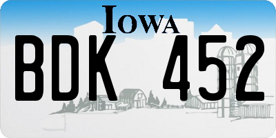 IA license plate BDK452