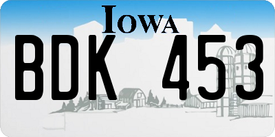 IA license plate BDK453