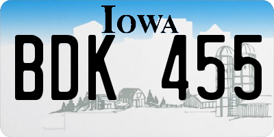 IA license plate BDK455