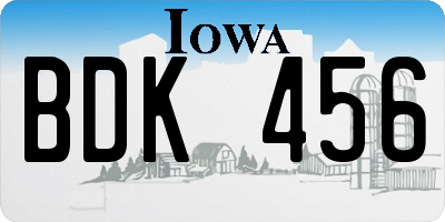 IA license plate BDK456