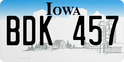 IA license plate BDK457