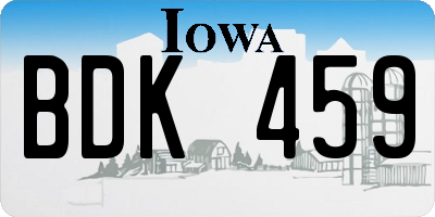 IA license plate BDK459