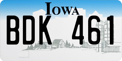 IA license plate BDK461