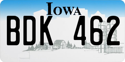 IA license plate BDK462