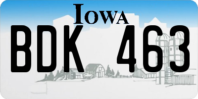 IA license plate BDK463
