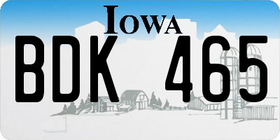 IA license plate BDK465