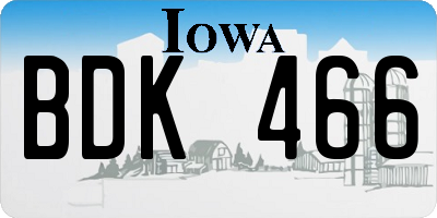IA license plate BDK466