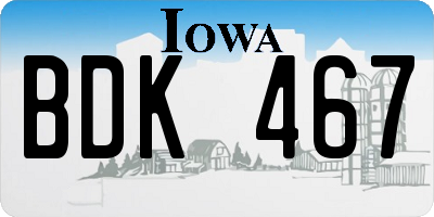 IA license plate BDK467
