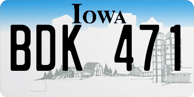 IA license plate BDK471