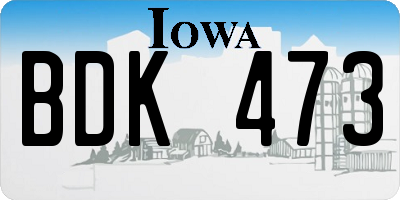 IA license plate BDK473