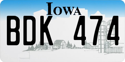 IA license plate BDK474