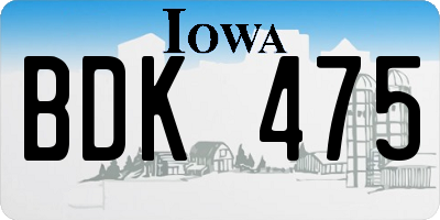 IA license plate BDK475