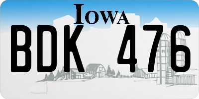 IA license plate BDK476