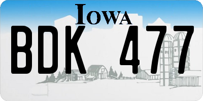 IA license plate BDK477