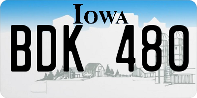 IA license plate BDK480