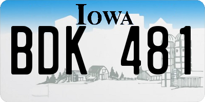 IA license plate BDK481