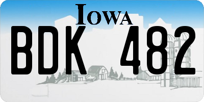 IA license plate BDK482