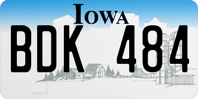 IA license plate BDK484