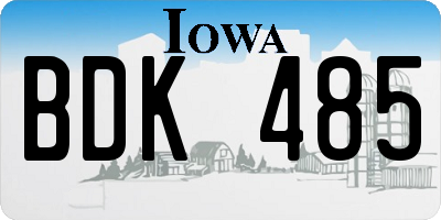 IA license plate BDK485
