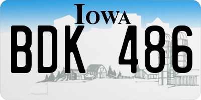 IA license plate BDK486