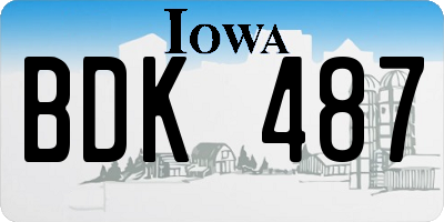IA license plate BDK487