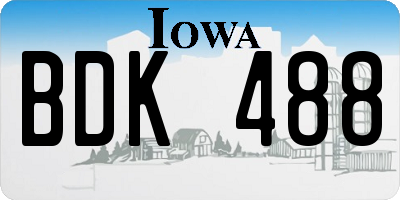 IA license plate BDK488