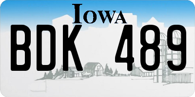 IA license plate BDK489
