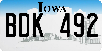 IA license plate BDK492