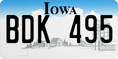 IA license plate BDK495