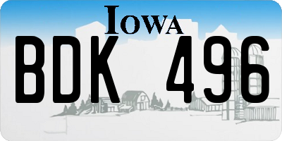 IA license plate BDK496