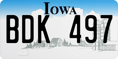 IA license plate BDK497
