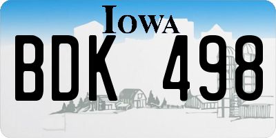 IA license plate BDK498