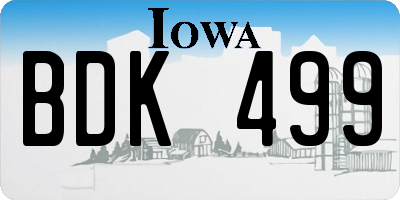 IA license plate BDK499