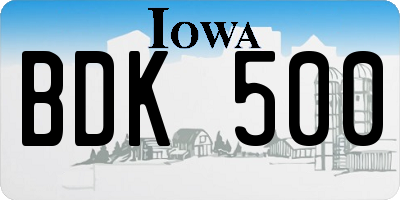 IA license plate BDK500
