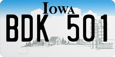 IA license plate BDK501