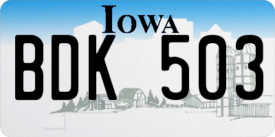 IA license plate BDK503