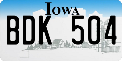 IA license plate BDK504