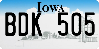 IA license plate BDK505