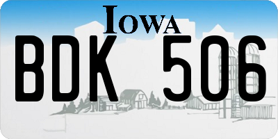 IA license plate BDK506