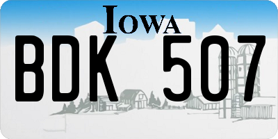 IA license plate BDK507