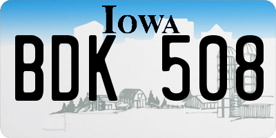 IA license plate BDK508