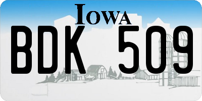 IA license plate BDK509