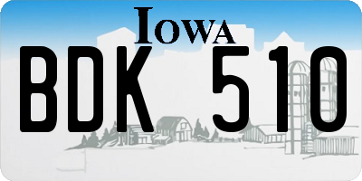 IA license plate BDK510