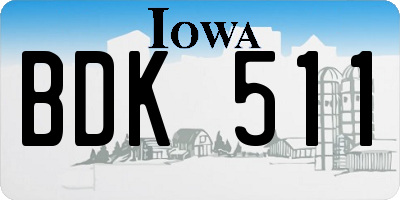 IA license plate BDK511