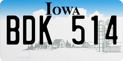IA license plate BDK514