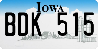 IA license plate BDK515
